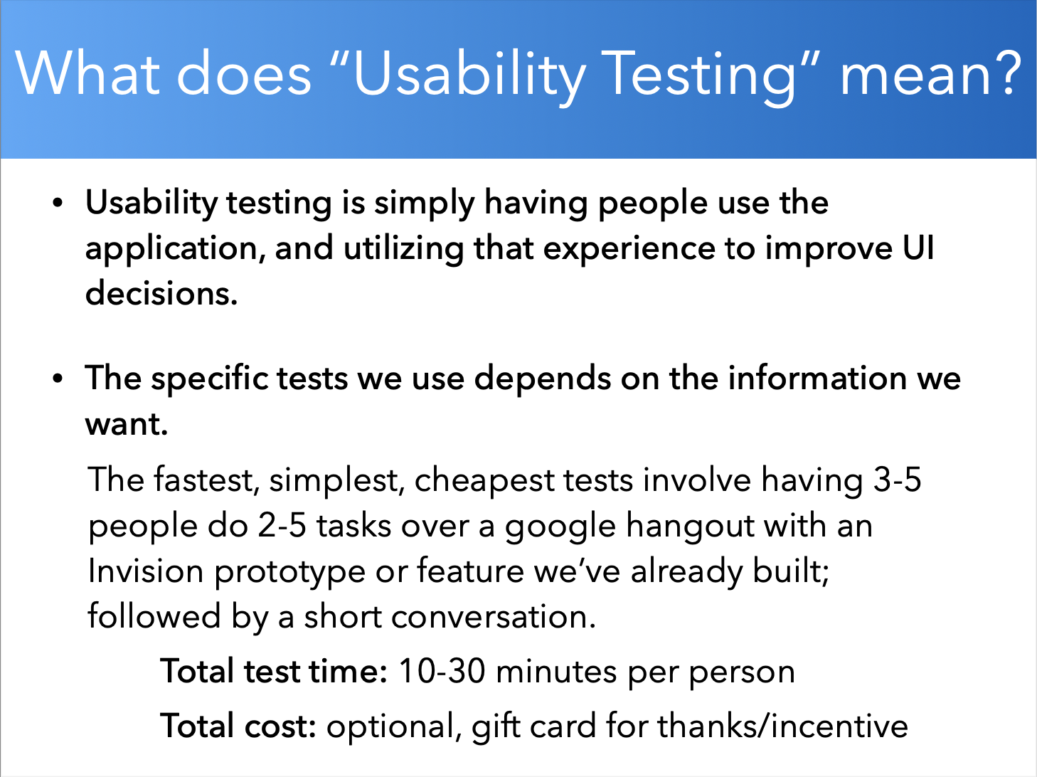 Lowe's Iris usability testing pdf slide for what usability testing even means