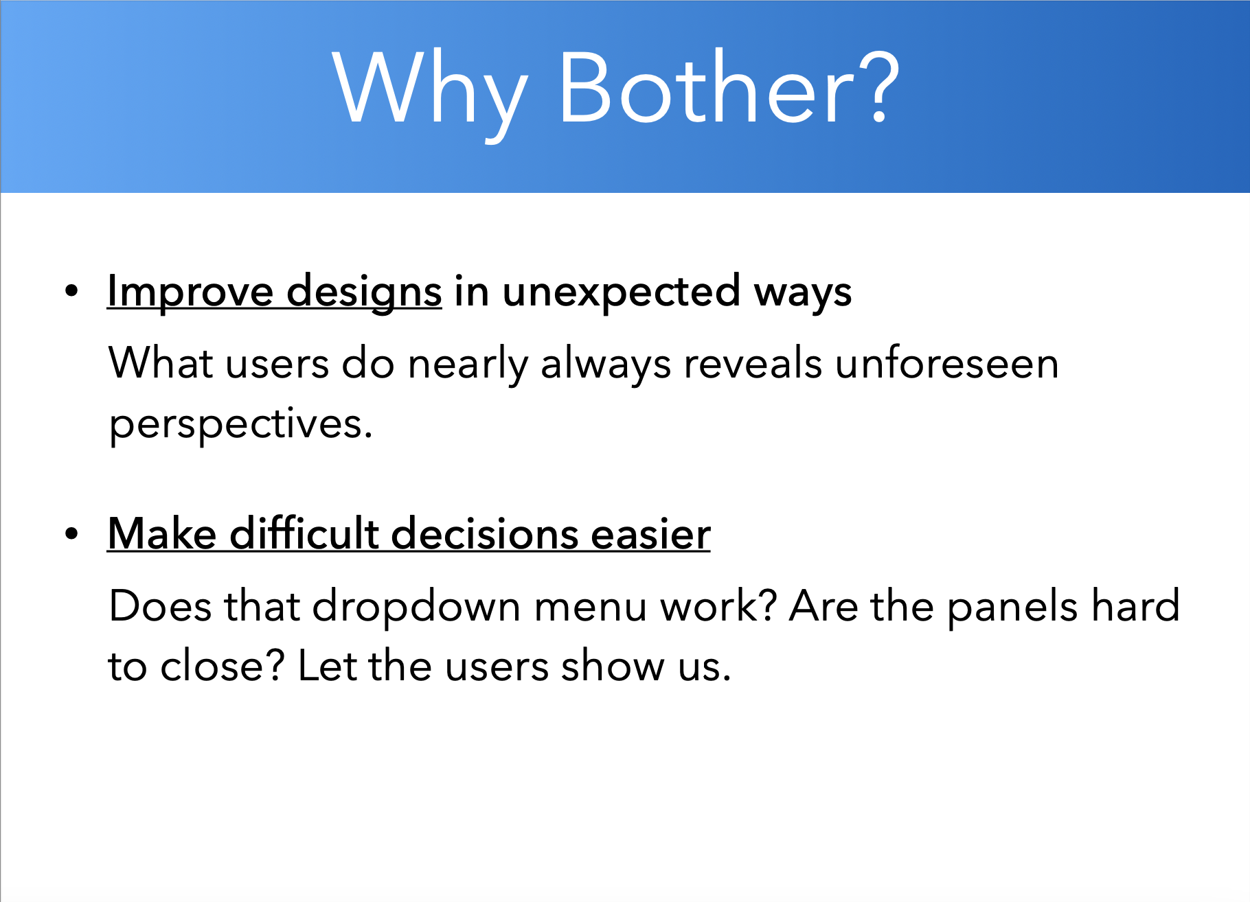 Lowe's Iris usability testing pdf slide for why we should test